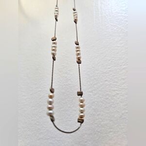 Pink & White Pearl Necklace on 925 Silver Chain